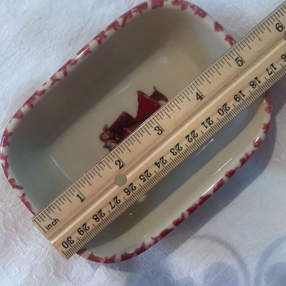 Christmas Dish Vintage Workshops of Gerald Henn Pottery Pink Spongeware Holiday - Picture 5 of 8